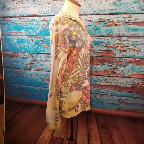 Wet Seal White with Tattoo Print Hooded Jacket - Picture 6 of 8